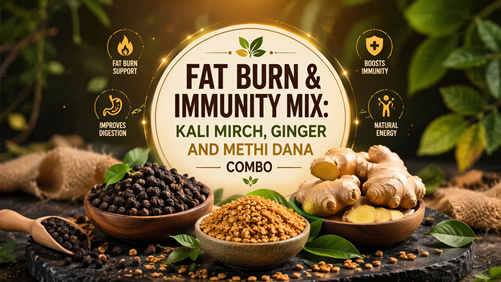 Fat Burn & Immunity Mix: Kali Mirch, Ginger and Methi Dana Combo